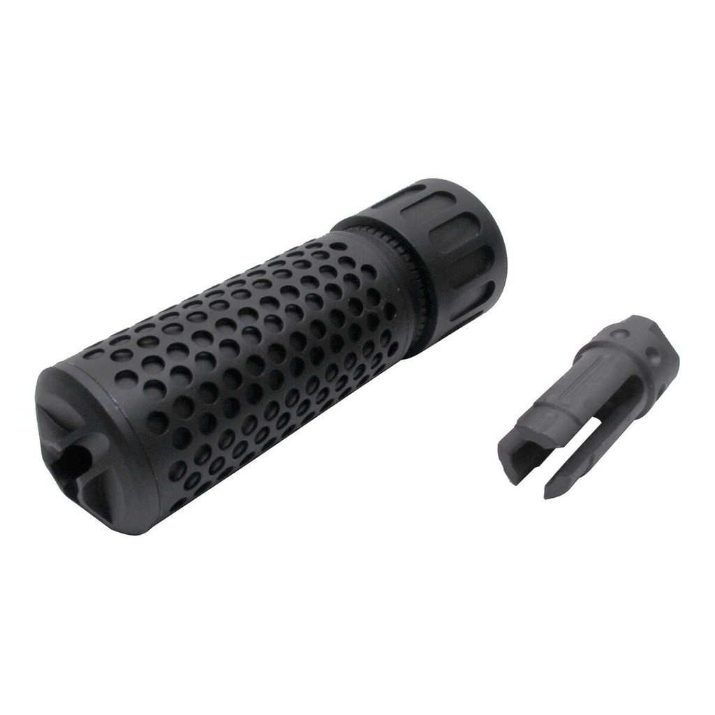 JJ AIRSOFT KAC-QDC CQB SILENCER WITH FLASH HIDER 14MM BLACK