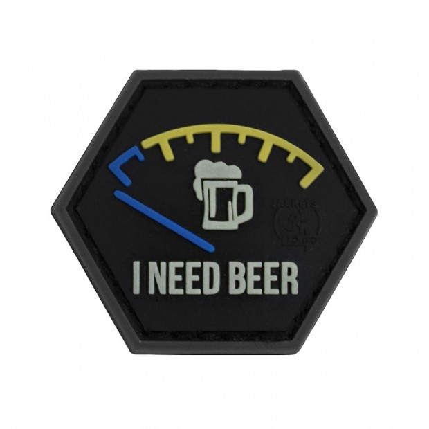 I NEED BEER RUBBER PATCH BLUE