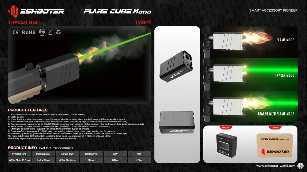 E-Shooter Tracer Unit Flare Cube Mono V801 