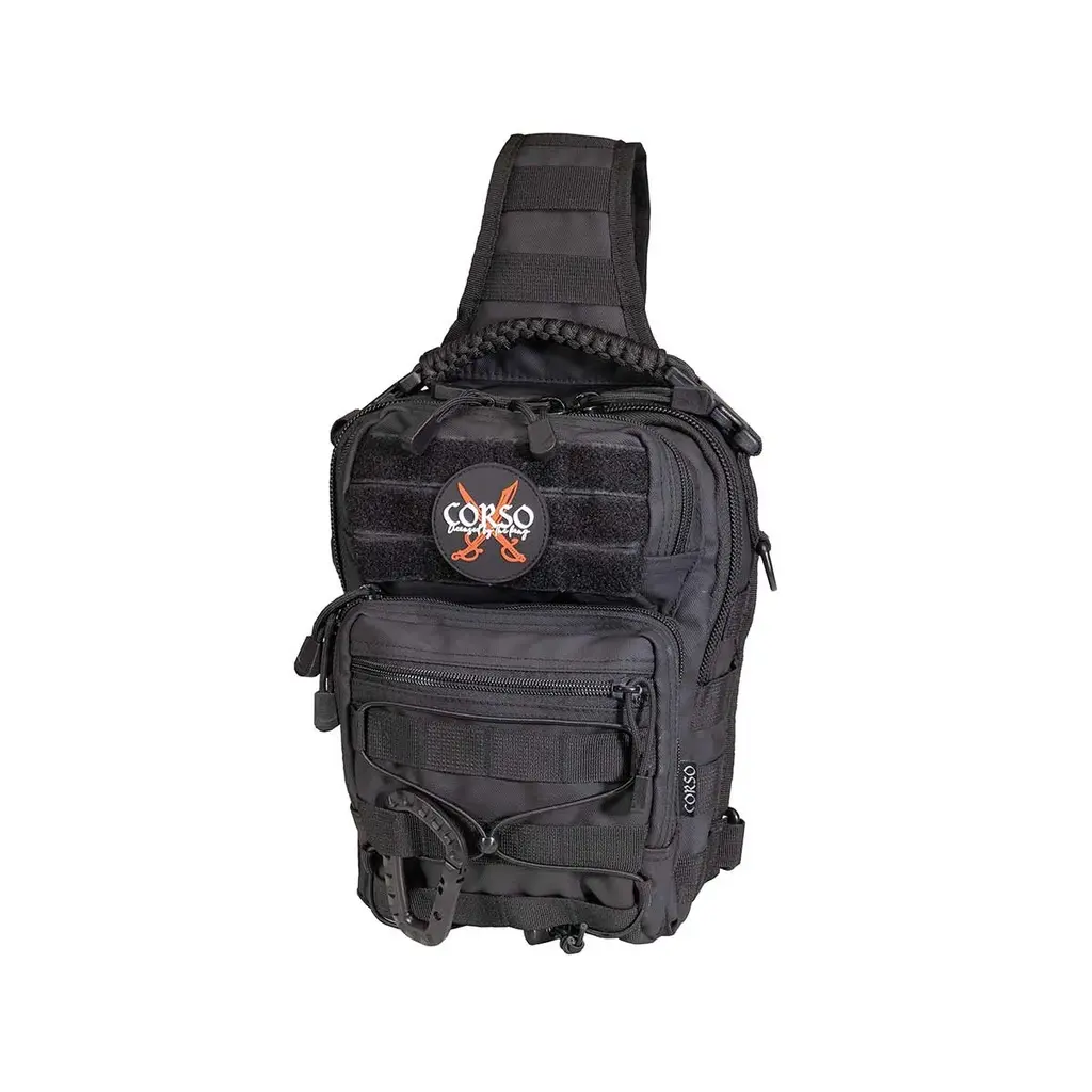BOLSO CORSO BANDOLERA TACTICAL NYLON VELCROS NEGRO