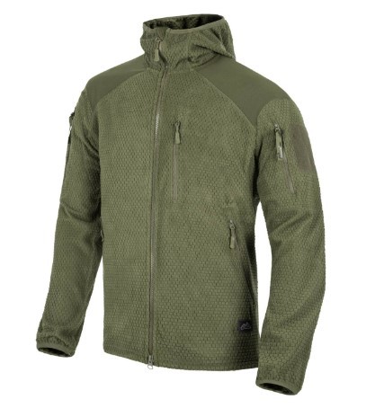 [252119] HELIKON-TEX ALPHA HOODIE JACKET GRID FLEECE OLIVE GREEN S