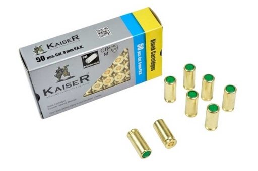 [271646] BALAS DETONADORAS FOGUEO KAISER 9MM 50PCS DORADA