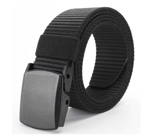CINTURÓN CON HEBILLA DE PLASTICO - NEGRO